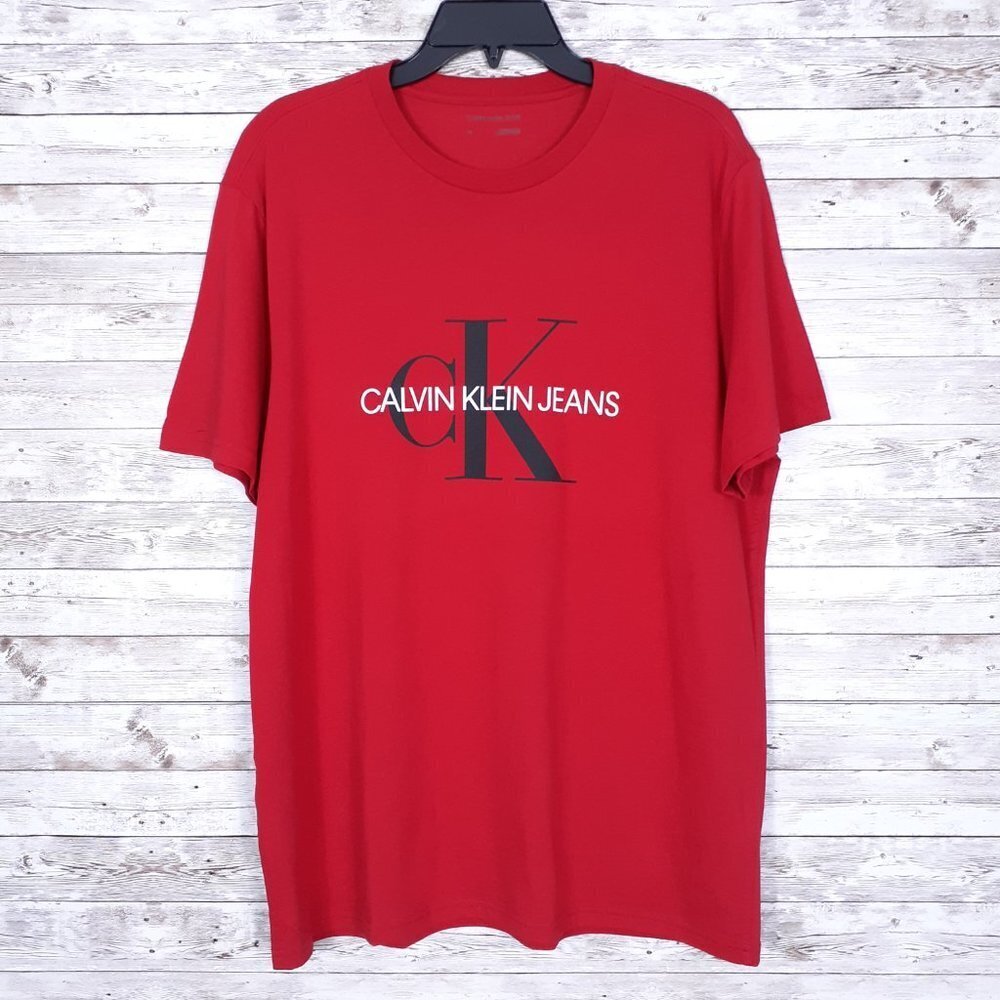 Calvin Klein Mens Tee L Shirt Red Short Sleeved 526